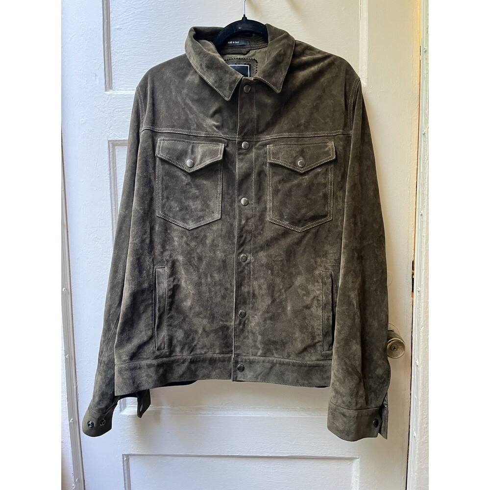 Todd Snyder Olive Green Suede Trucker Jacket